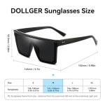 Dollger Square Oversized Sunglasses for Women Men Trendy Fashion Flat Top Big Black Frame Shades Black