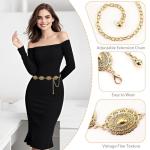 YZRIZX Western Concho Chain Belt for Women Boho Metal Belts For Country Concert Dresses Jeans Cowgirl Vintage Waist Belt