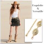 YZRIZX Western Concho Chain Belt for Women Boho Metal Belts For Country Concert Dresses Jeans Cowgirl Vintage Waist Belt