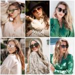 SOJOS Sunglasses for Women Men Vintage Style Shades SJ2157,Black/Pink
