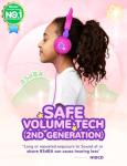 iClever Kids Headphones Cat Ear, LED Light Up, 85dBA Safe Volume, Stereo Sound Toddler Headphones for Travel School, Foldable 3.5mm Wired Kids Headphone for iPad Tablets, Meow Lollipop-Hot Pink