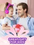 iClever Kids Headphones Cat Ear, LED Light Up, 85dBA Safe Volume, Stereo Sound Toddler Headphones for Travel School, Foldable 3.5mm Wired Kids Headphone for iPad Tablets, Meow Lollipop-Hot Pink