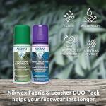 Nikwax Fabric & Leather Footwear Cleaning and Waterproofing Duo-Pack, 125ml, Spray On, Restores DWR Water Repellency, Shoe Care, Boot & Footwear Cleaner, Rain Protection, Safe for Gore-Tex