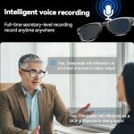 AI Smart Glasses with HD Camera and Bluetooth - AI Photo Recognition and Interactive Dialogue, Noise-canceling Bluetooth 5.4, and Long Battery Life | Stylish Black Frame and Lenses