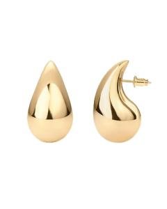 PAVOI 14K Gold Plated 925 Sterling Silver Post Teardrop Chunky Hoop Earrings - Lightweight Drop Yellow for Women - 22mm Designer Dupe Earrings