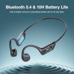Qyzue Bone Conduction Headphones, Open Ear Headphones Wireless Bluetooth with Mic, Superior Sound Running Headphones 10H Playtime, Comfortable Fit Waterproof for Music, Workouts, Travel