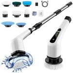 Bomves Electric Spin Scrubber, Cordless Cleaning Brush Scrubber for Home, 8 Replaceable Brush Heads-90Mins Work Time, 3 Adjustable Size, 2 Speeds for Bathroom Shower Bathtub Glass Car