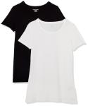 Amazon Essentials Women's Regular-Fit Short-Sleeve Crewneck T-Shirt, Pack of 2, Black/White, XX-Large