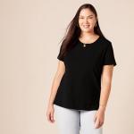 Amazon Essentials Women's Regular-Fit Short-Sleeve Crewneck T-Shirt, Pack of 2, Black/White, XX-Large