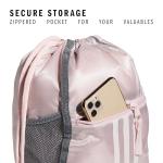 adidas Alliance Sackpack, Drawstring Backpack, Lightweight Small Gym Bag for Women and Men, Sandy Pink/White, One Size