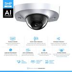 Amcrest 5-Megapixel Wedge IP PoE AI Camera, Security IP Camera Outdoor, Built-in Microphone, Human & Vehicle Detection, Perimeter Protection, 98ft Night Vision, 130° FOV, 5MP@20fps IP5M-W1150EW-AI