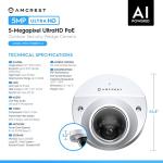 Amcrest 5-Megapixel Wedge IP PoE AI Camera, Security IP Camera Outdoor, Built-in Microphone, Human & Vehicle Detection, Perimeter Protection, 98ft Night Vision, 130° FOV, 5MP@20fps IP5M-W1150EW-AI