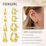 Foxgirl 4 Pairs Small Chunky Huggie Hoop Earrings for Women - Dainty 14K Gold Plated Hypoallergenic Lightweight Stack Earring Sets for Multiple Piercing Trendy Jewelry