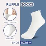 Hstyle Ruffle Socks Women, Turn-Cuff Casual Cute Ruffle Ankle Socks 6 Pairs Mixed Color