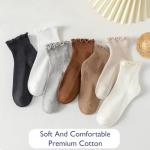 Hstyle Ruffle Socks Women, Turn-Cuff Casual Cute Ruffle Ankle Socks 6 Pairs Mixed Color