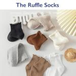 Hstyle Ruffle Socks Women, Turn-Cuff Casual Cute Ruffle Ankle Socks 6 Pairs Mixed Color