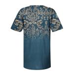 Lightning-Deals of Today-Prime Summer Tops for Women 2025 Trendy Boho Floral Print Tunic Shirts Short Sleeve Button v Neck Tshirt Casual Loose Blouse 4-Navy Large