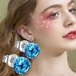 Lightning+Deals of+Today Prime Women Synthetic Diamond Earrings Today Deals+Prime 18K White Gold Plated Round Square Cubic Zirconia Hypoallergenic Studs Earrings