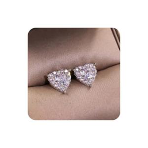 Lightning+Deals of Today Prime+Clearance Diamond Stud Earrings for Women Amaon+Prime Cute Heart Hypoallergenic Stud Earrings with Cubic Zirconia Trendy Valentines Day Birthday Gifts