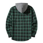 AQAYL Flannel Shirt for Men Plaid Button Down Hoodie Casual Long Sleeve Shirts Lightweight Hooded Shirt Jacket with Pockets Green
