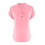 Lightning + Deals of Today Prime Womens Cotton Linen Shirts Summer Trendy Short Sleeve V-Neck Blouses Tops Button Down Gauze Tees Casual Clothes 2025 Linen Tops for Women