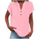 Lightning + Deals of Today Prime Womens Cotton Linen Shirts Summer Trendy Short Sleeve V-Neck Blouses Tops Button Down Gauze Tees Casual Clothes 2025 Linen Tops for Women