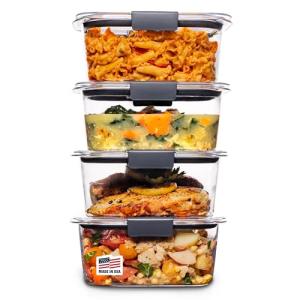 Rubbermaid Brilliance BPA Free Airtight Food Storage Containers with Lids, Set of 4 (4.7 Cup) Ideal for Lunch, Meal Prep, and Leftovers