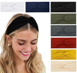 Turban Headbands for Women Boho Wide Women's Headbands for Hair Non Slip Twist Head Bands Headwraps Short Hair Stretchy Thick Fashion Accessories, Solid Color