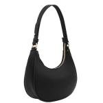 FashionPuzzle Small Crescent Shoulder Bag Underarm Purse (Black/Black)