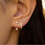 Gold Stud Earrings for Women Trendy, Small Huggie Hoop Cartilage Studs Jacket Stack for Multiple Piercing, Hypoallergenic Cute Fashion Accessories Jewelry Gifts Set