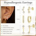 Gold Stud Earrings for Women Trendy, Small Huggie Hoop Cartilage Studs Jacket Stack for Multiple Piercing, Hypoallergenic Cute Fashion Accessories Jewelry Gifts Set