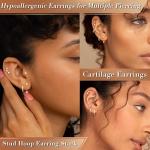 Gold Stud Earrings for Women Trendy, Small Huggie Hoop Cartilage Studs Jacket Stack for Multiple Piercing, Hypoallergenic Cute Fashion Accessories Jewelry Gifts Set