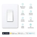 Kasa Matter Smart Dimmer Switch: Voice Control w/Siri, Alexa & Google Assistant, UL Certified, Timer & Schedule, Easy Guided Install, Neutral Wire Required, Single Pole, 2.4GHz Wi-Fi, 3-Pack