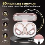 HAOYUYAN Wireless Earbuds, Sports Bluetooth Headphones, 80Hrs Playtime Ear Buds with LED Power Display, Noise Canceling Headset, IPX7 Waterproof Earphones for Workout/Running Rose Gold