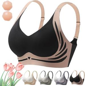 Lightning+Deals of Today Prime Push up Bras for Women Caralush Lushfitting Comfort Powerful Push up Seamless Bra Powerful Anti-Sagging Super Gather Wireless Underwear Bras Premium Brand Deals Black