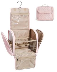 BAGSMART Travel Toiletry Bag, Large Capacity Cosmetic Bags for Women with Hanging Hook, Water-resistant for Toiletries Accessories Brushes Sponge, With Handle