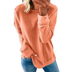 Local Store Orders deals of the day lightning+deals today prime outdoor Sweatshirt for Women Fall Long Sleeve Pullover Tops Trendy Casual Loose Basic Tunic Blouse women's clothing sale e-Orange Large