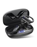 NDO Wireless Earbuds Bluetooth 5.3 Headphones Sport,IPX7 Waterproof Sports Earphones with Earhooks,48H Playtime,Lightweight 7.8g,Fast Charging Case,Noise Cancelling Mic for Running Gym Workout-Black