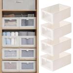 Linen Closet Organizers And Storage, 4 Pack Closet Storage Bins Linen Closet Baskets for Closet Organization Foldable Closet Organizer Bins with Clear Window For Organizing Clothing, Jeans, Shelves