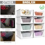 SNSLXH 5 Pack Stackable Closet Storage Basket, Multifunctional & Foldable Closet Organizer for Bathroom Kitchen Laundry Room Wardrobe Storage, Space-Saving Clothes Storage Drawer Organizer, White