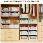 SNSLXH 5 Pack Stackable Closet Storage Basket, Multifunctional & Foldable Closet Organizer for Bathroom Kitchen Laundry Room Wardrobe Storage, Space-Saving Clothes Storage Drawer Organizer, White