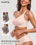 Vertvie Womens Seamless Bras No Underwire Supportive Wireless Push Up Full Coverage Bralette Comfort Scalloped T-Shirt Bra(Skin,Medium)