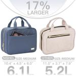 NISHEL Travel Toiletry Bag for women, Portable Hanging Organizer for Travel-Sized Shampoo, Conditioner, Brushes Set, Makeup Accessories, Medium Size, Aegean-Blue