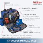 Hopkins Medical Products Mark V Shoulder Bag, HIPAA Compliant Lockable Zippers for Security, Adjustable Straps and Reinforced Bottom, Fold-Down Compartment for Easy Access, 13x11.25x7.5 inch, Navy