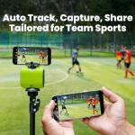 XbotGo Chameleon AI Auto Sports Action Camera - 4K 60FPS Soccer Camera and Basketball Tracking Camera for Team Sports, Live Streaming, No Subscription, Works with iOS & Android (Lemon Green)