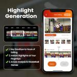 XbotGo Chameleon AI Auto Sports Action Camera - 4K 60FPS Soccer Camera and Basketball Tracking Camera for Team Sports, Live Streaming, No Subscription, Works with iOS & Android (Lemon Green)