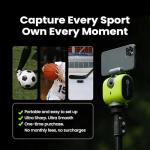 XbotGo Chameleon AI Auto Sports Action Camera - 4K 60FPS Soccer Camera and Basketball Tracking Camera for Team Sports, Live Streaming, No Subscription, Works with iOS & Android (Lemon Green)