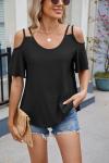 Lightning+Deals of Today Prime Eyelet Tops for Women Cold Shoulder T Shirts Summer Short Sleeve Blouses Fashion 2025 Trendy Clothes Orders Placed by me Recently