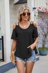 Lightning+Deals of Today Prime Eyelet Tops for Women Cold Shoulder T Shirts Summer Short Sleeve Blouses Fashion 2025 Trendy Clothes Orders Placed by me Recently