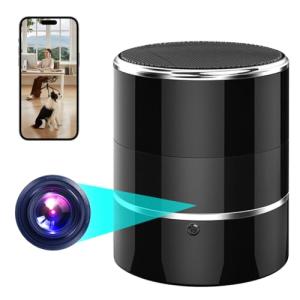 Security WiFi Camera in Bluetooth Speaker with 240° Viewing Angle,Wireless Security Cameras,Dome Cams Phone App,Hd 1080P,Motion Activated for Home Offices Store(2.4G /5G)